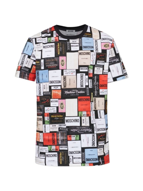Moschino Vibrant Printed Silk and Nylon T-Shirt with Crew Neckline