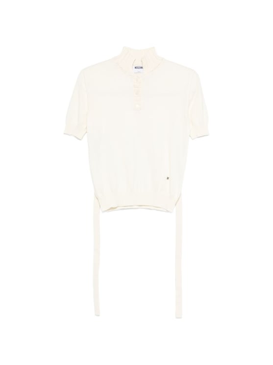 Moschino Beige Button Detail Knit Top