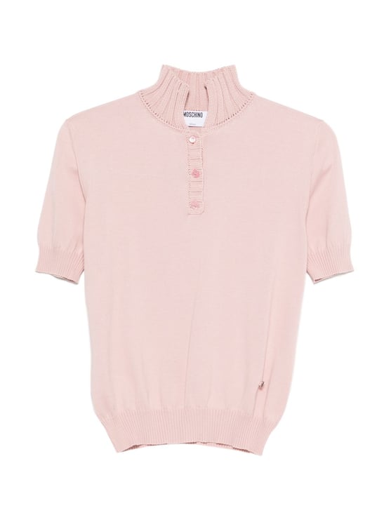 Moschino Light Pink Ribbed Tie Knit Top