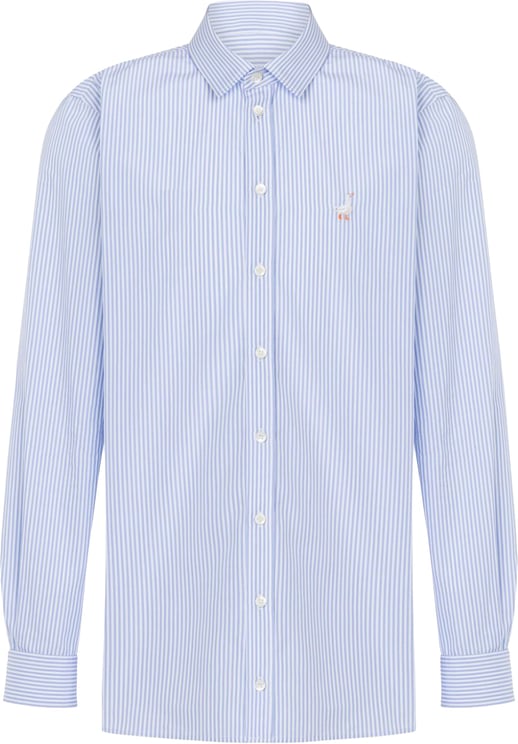 Moschino Light Blue Vertical Stripe Poplin Shirt