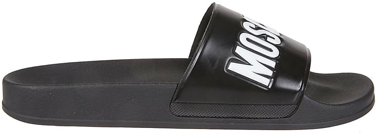 Moschino Logo Print Pool25 Slides Black