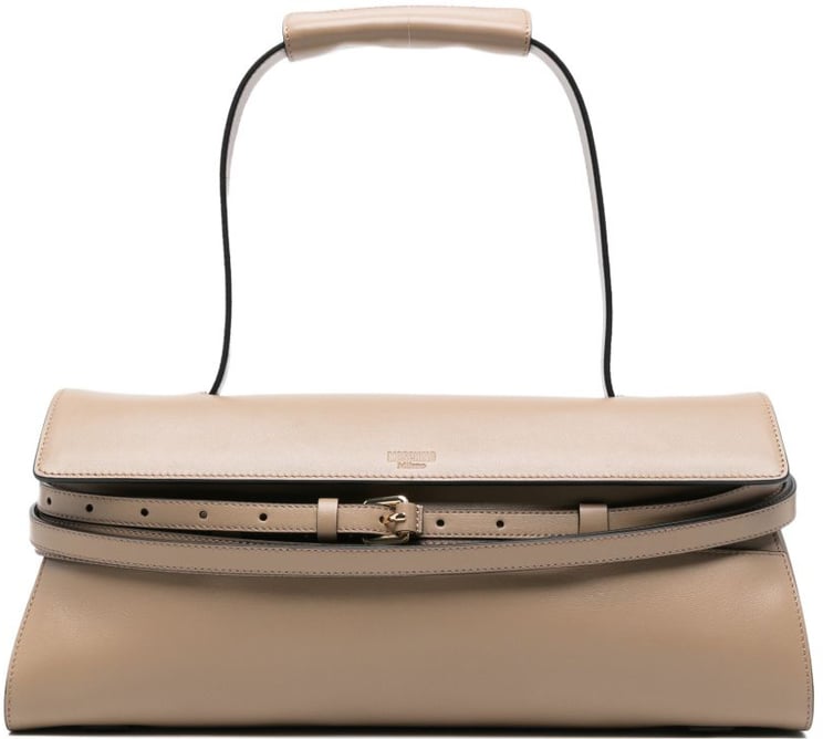 Moschino Structured Elongated Beige Bag With Smooth Surface