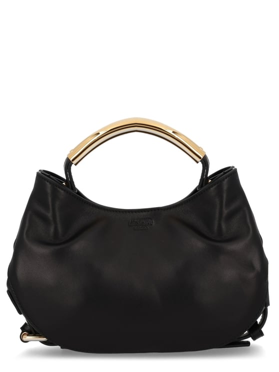 Moschino Black Handle Me Leather Curved Handbag