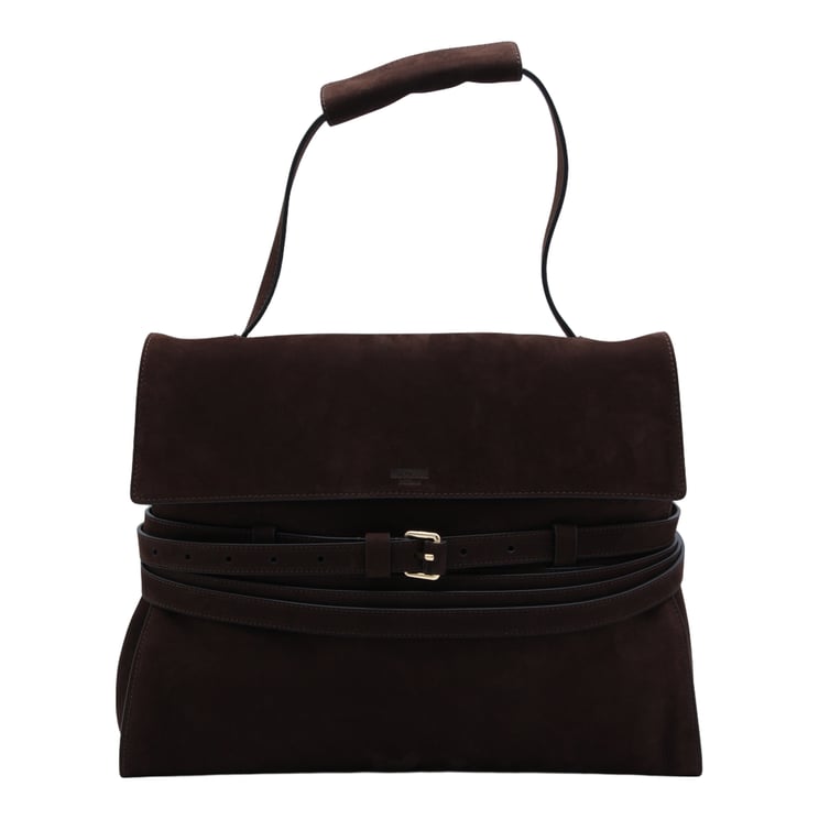 Moschino Structured Rectangular Suede Bag