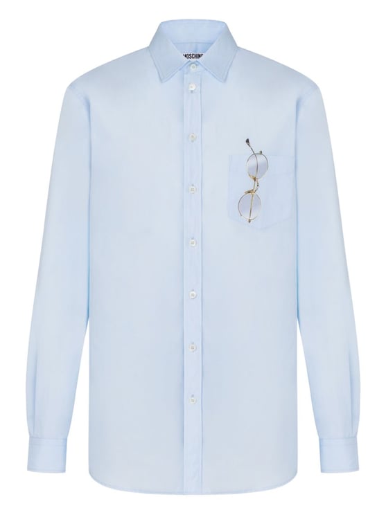 Moschino Light Blue Silk-Nylon Casual Shirt