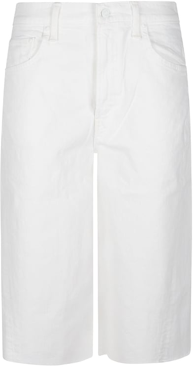 Mother Denim The Whole Lot Zip Twist Fray Bermuda Jeans White