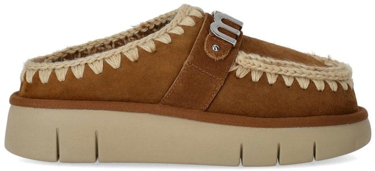 MOU MOU BOUNCE METAL LOGO COGNAC CLOG