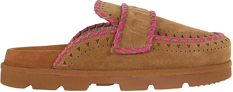 MOU MOU Low bio sabot leather stitchin