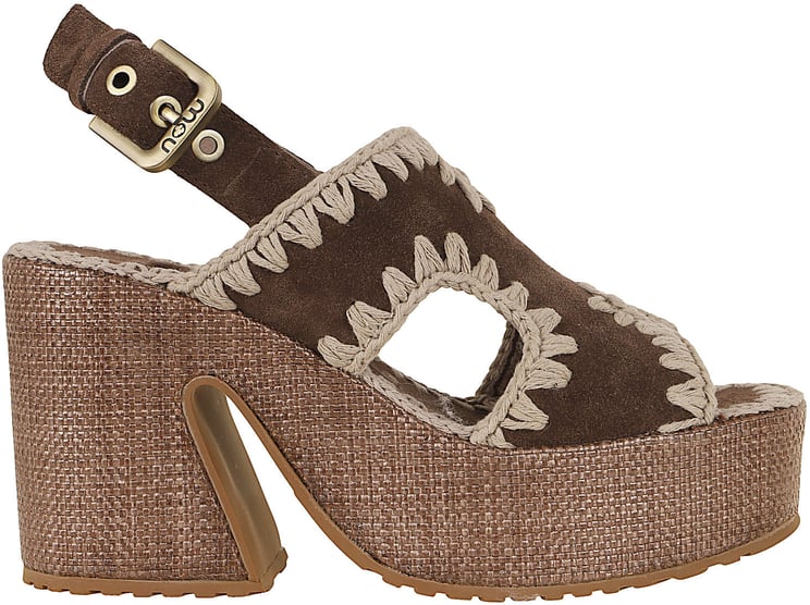 MOU MOU Raffia platform with back stra