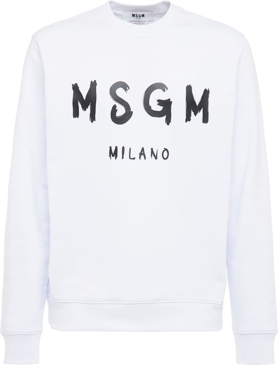 MSGM White cotton sweatshirt with black logo