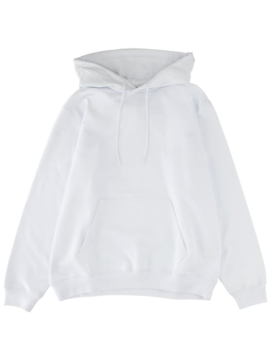 MSGM White Kangaroo Pocket Drawstring Hoodie