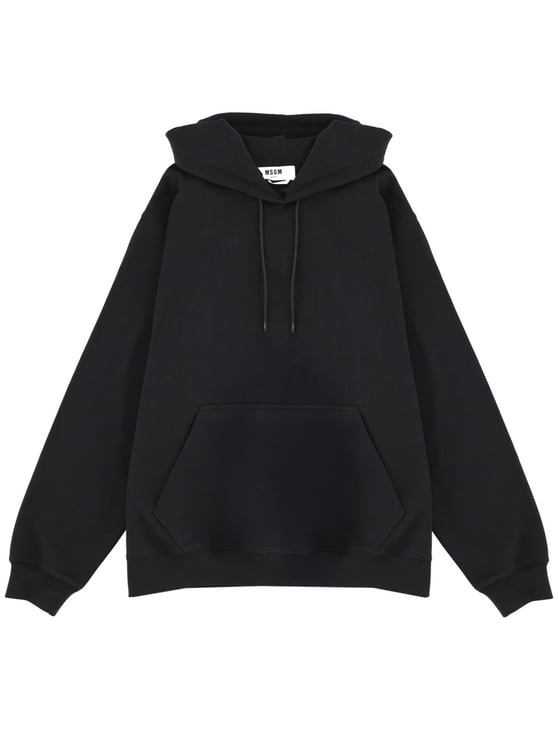 MSGM Black Hooded Kangaroo Pocket Sweatshirt