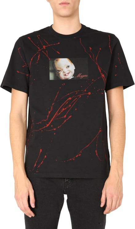 MSGM Graphic Doll Face Printed Crew Neck T-Shirt