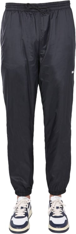MSGM Casual Black Jogging Pants With Elastic Waistband And Side Logo