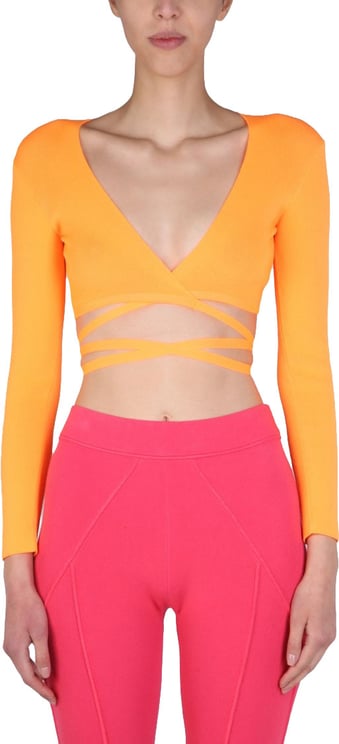 MSGM Cropped Top With Wide V-Neck