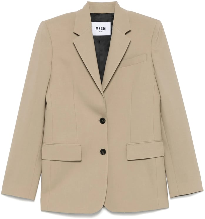 MSGM Tailored Notched Lapel Structured Wool Blazer