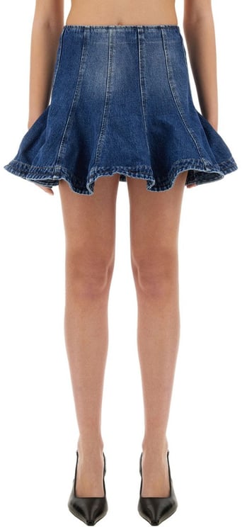 MSGM Flared Denim Skirt