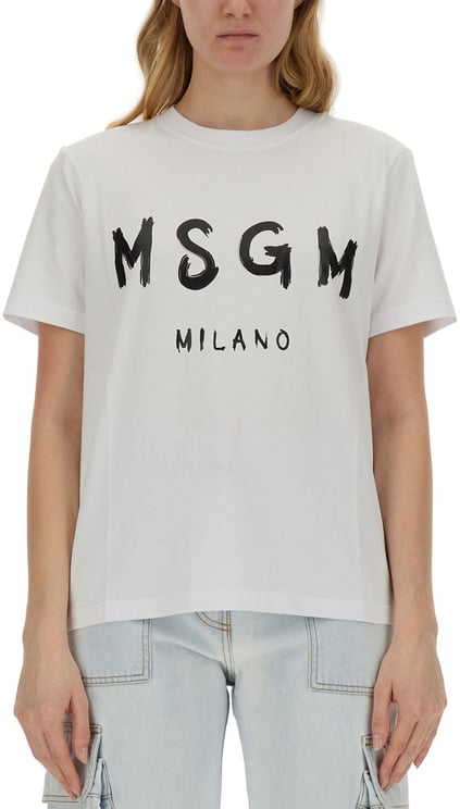 MSGM T-SHIRT CON LOGO PENNELLATO