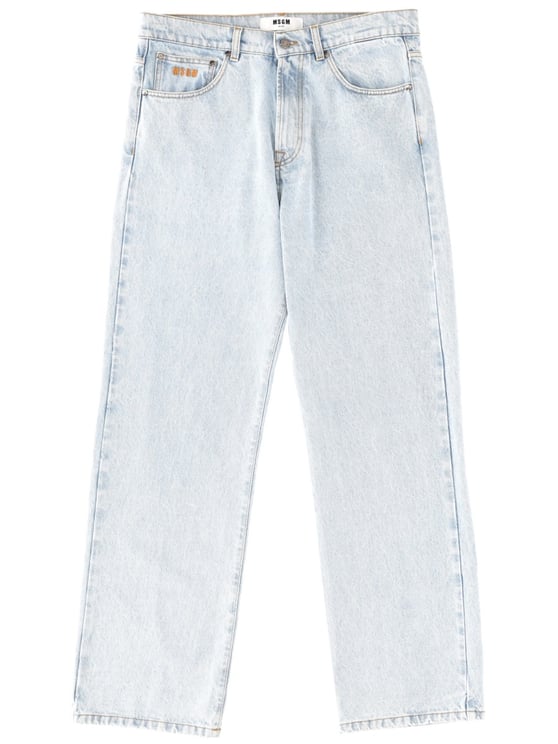 MSGM Light Wash Embroidered Logo Jeans