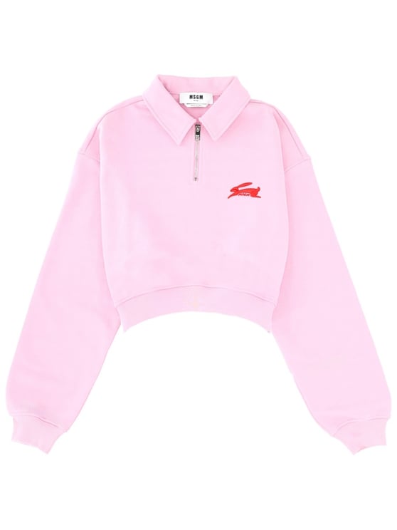 MSGM Follow The Rabbit Embropped Zip Sweatshirt