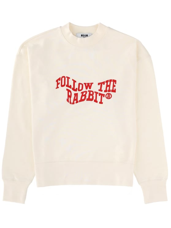 MSGM Black Cotton Follow The Rabbit Sweatshirt