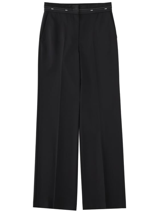 MSGM Black Wool-Blend Cool Straight-Leg Pants