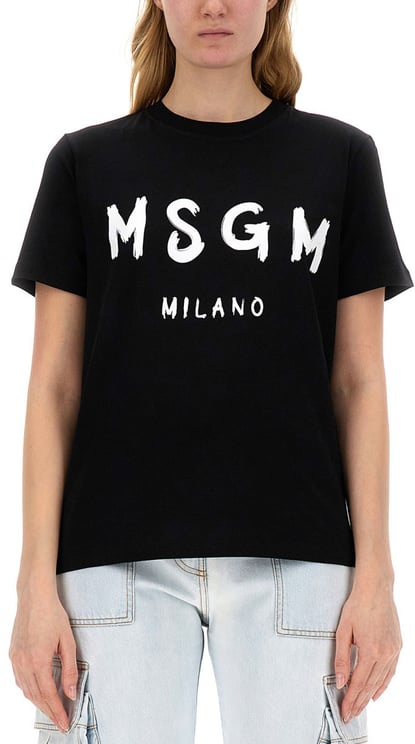 MSGM T-SHIRT CON LOGO PENNELLATO