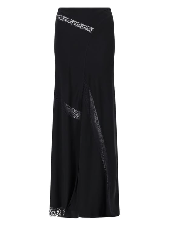 MSGM Neutral Long Flowing Lace Inserts Skirt