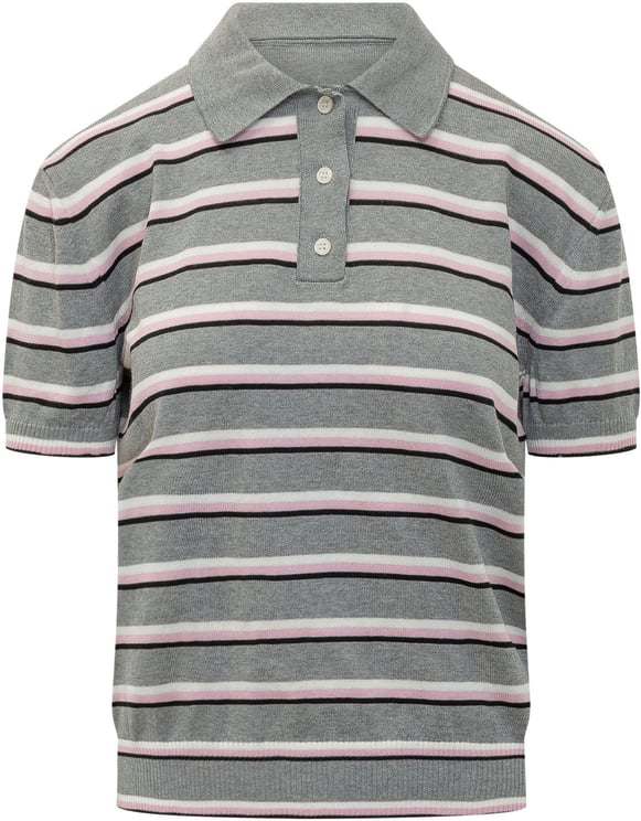 MSGM Maglia Polo a Righe con Maniche Corte