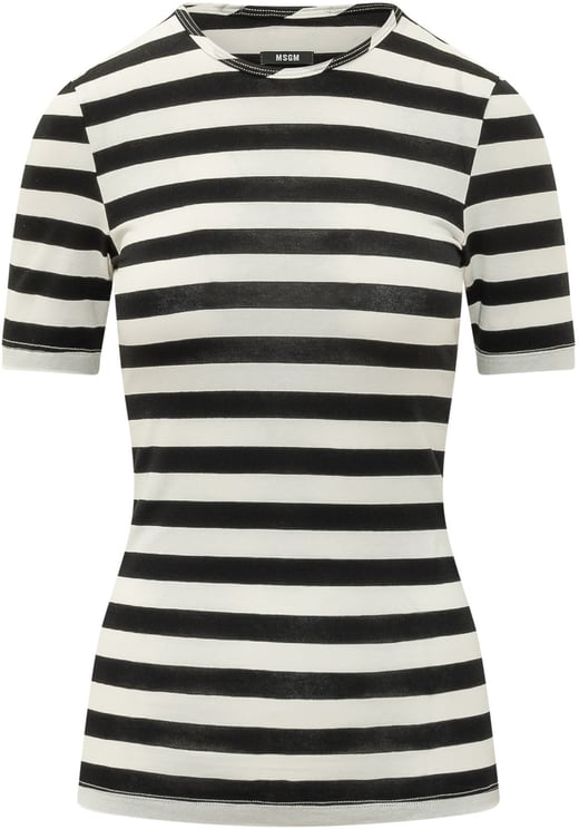 MSGM T-shirt a Righe con Maniche Corte