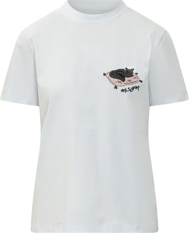 MSGM T-shirt con Ricamo di Gatto