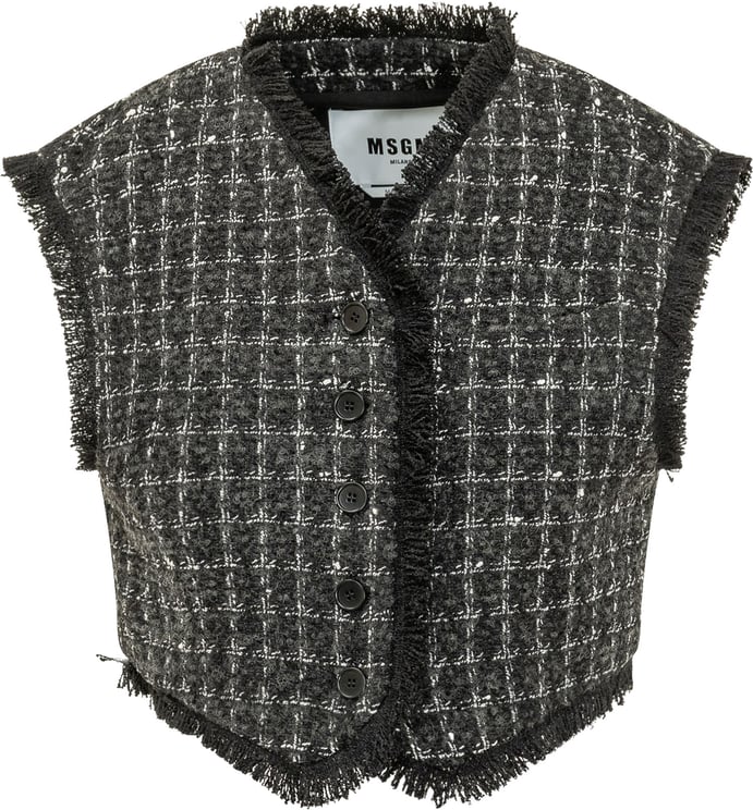 MSGM Gilet Corto con Profili Sfrangiati
