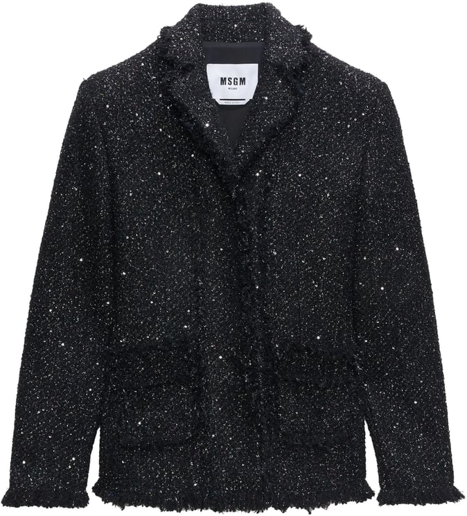 MSGM Black Tailored Textured Cotton Casual Jacket