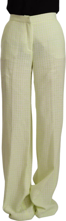 MSGM MSGM Yellow Green Cotton High Waist Straight Long Pants