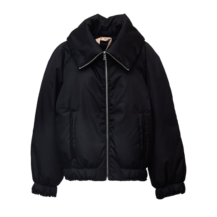 N 21 Down Coat with Wide High Collar and Relaxed Silhouette