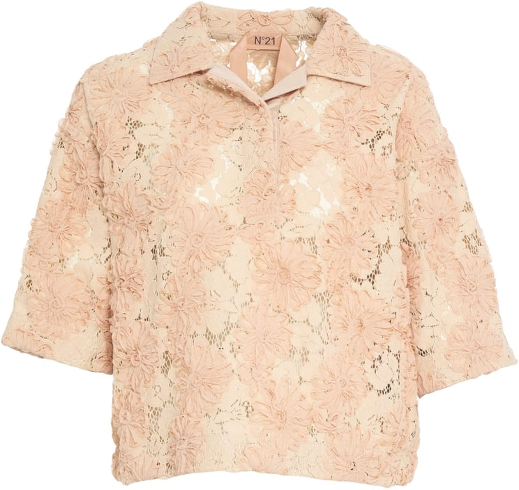 N 21 Lace blouse with floral pattern