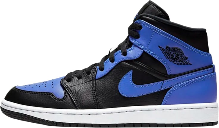 Nike Air Jordan 1 Mid Black Royal Tumbled Leather