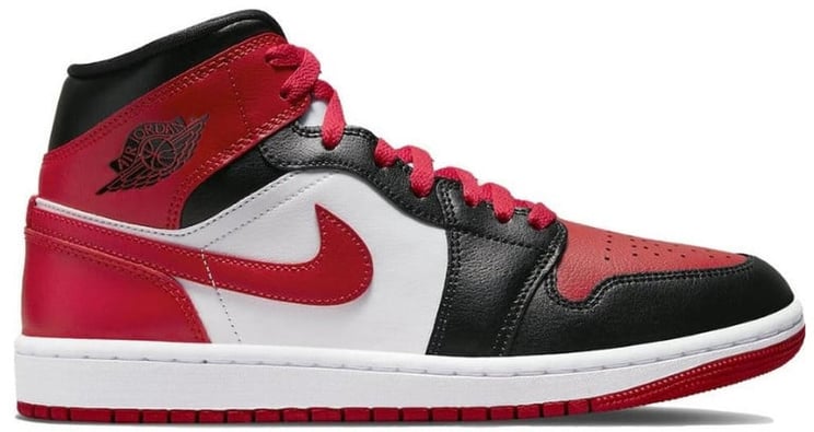 Nike Air Jordan 1 Mid White Bred Toe
