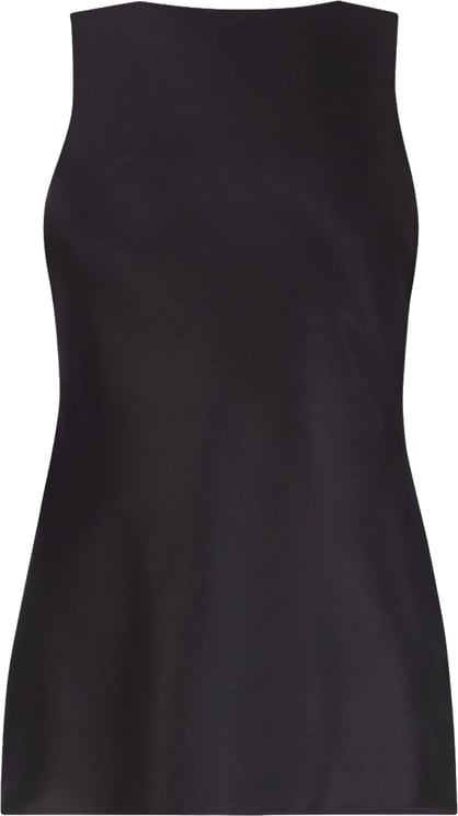 Nina Ricci Draped Black Satin Top With Boat Neckline