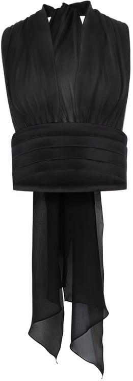 Nina Ricci Silk V-Neck Halterneck Top With Bow Detail