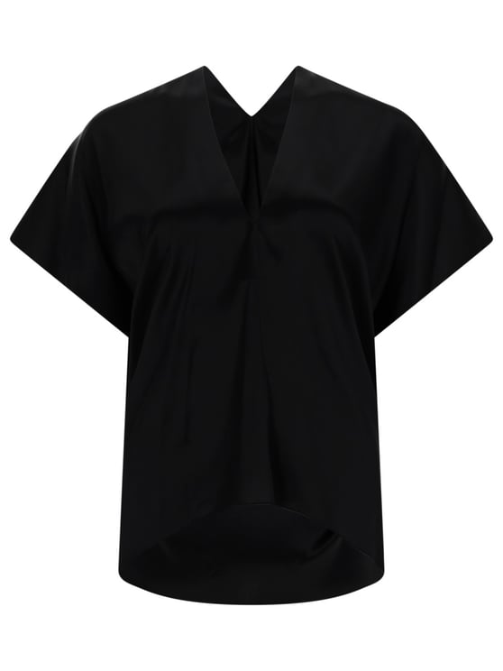 Nina Ricci V-Neck Silk Blend Minimalist Top