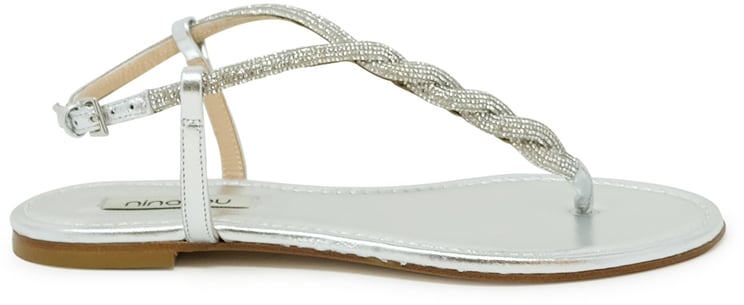 Ninalilou NINALILOU 321131FR/10 SILVER LEATHER FLAT SANDAL