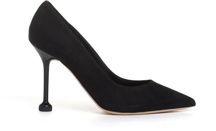 Ninalilou Pump Camoscio Nero Tacco Metallo 100 Mm