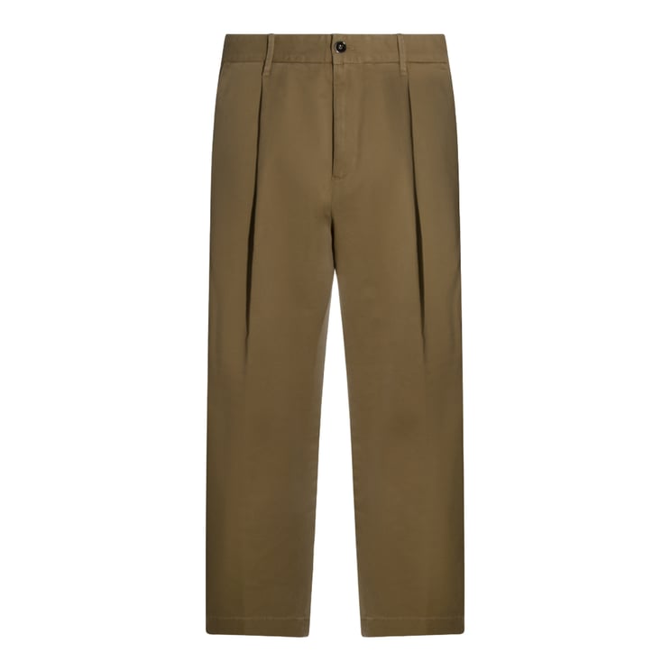 Nine in the Morning Brown High-Waist Trousers With Pleated Front