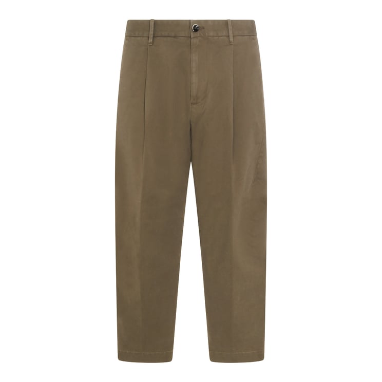 Nine in the Morning Straight-Leg Trousers with Mid-Rise Waist and Flap Pockets