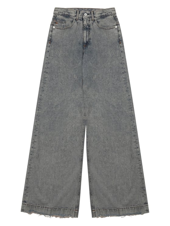 Nine in the Morning High-Waisted Wide-Leg Jeans With Raw Hem Finish