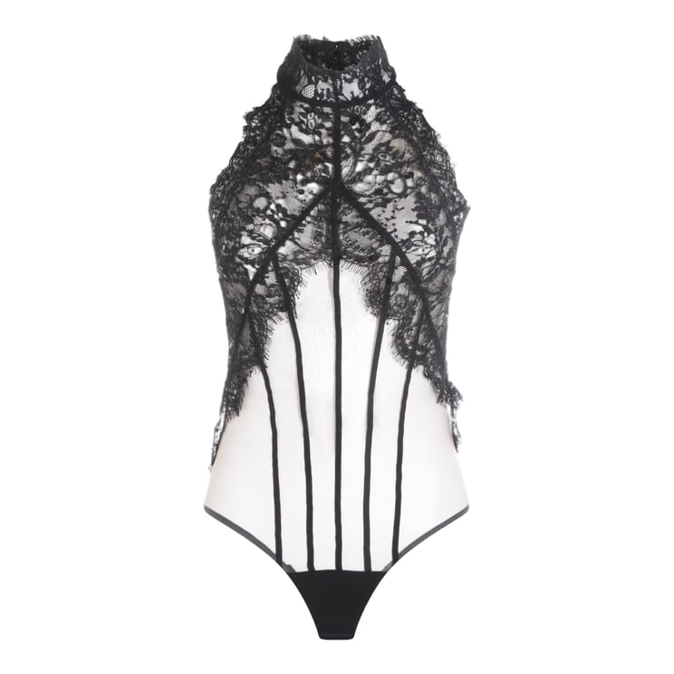 Nissa Sheer Bodysuit with Intricate Lace Detailing