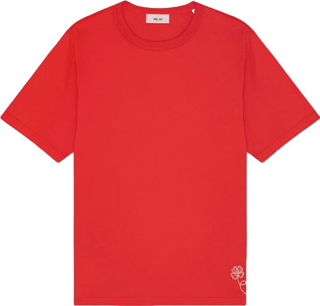 NN07 T-Shirt Jett Print Chili Glow