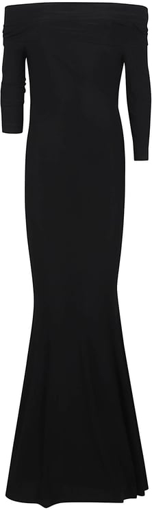 Norma Kamali 3/4 Sleeve Cowl Neck Fishtail Long Dress Black