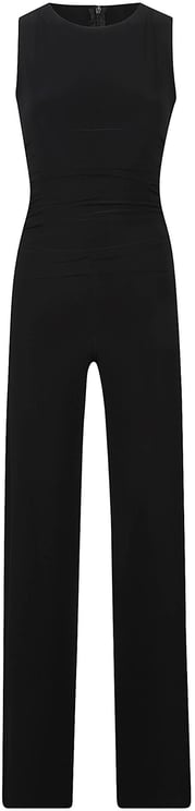 Norma Kamali Sleeveless Shirred Waist Jumpsuit Black